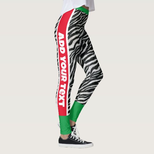 Toevoegen jouw tekst l Dierenprint l Zwart Rood Gr Leggings (Rechts)