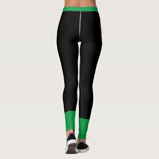 Toevoegen jouw tekst l Workout l Zwart Rood Groen Leggings (Achterkant)