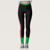 Toevoegen jouw tekst l Workout l Zwart Rood Groen Leggings (Voorkant)