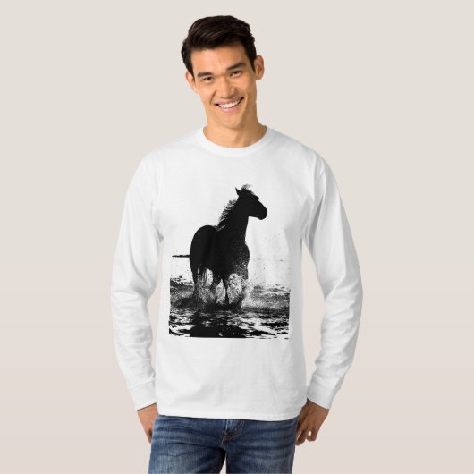 Toevoegen Jouw tekst Running Horse Mannen Basic la T-shirt (Voorkant volledig)