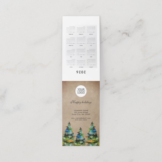 Toevoegen Logo Aangepaste tekst Kerstboom 2026 Kal Klantenkaartje (Buitenkant ongevouwen)