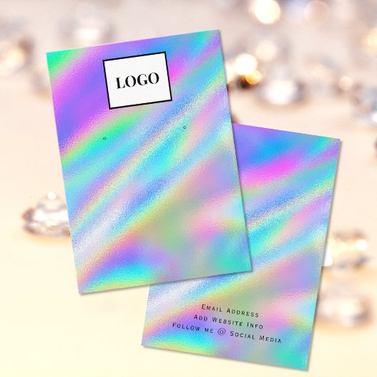 Toevoegen Logo Faux Holographic Oorbel Display Kaa Visitekaartje