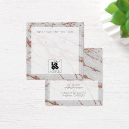 Toevoegen Logo Roos Gouden Glitter Marmeren Oorbel Vierkante Visitekaartjes