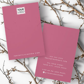 Toevoegen logo roos mauve ketting oorbel display k visitekaartje