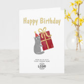 Toevoegen Logo Schattigee Cat Bourgondië Gift Busi Kaart (Gele Bloem)