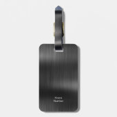 Toevoegen Logo Zwart Grijs Faux Metal Steel Styled Bagagelabel (Achterkant verticaal)