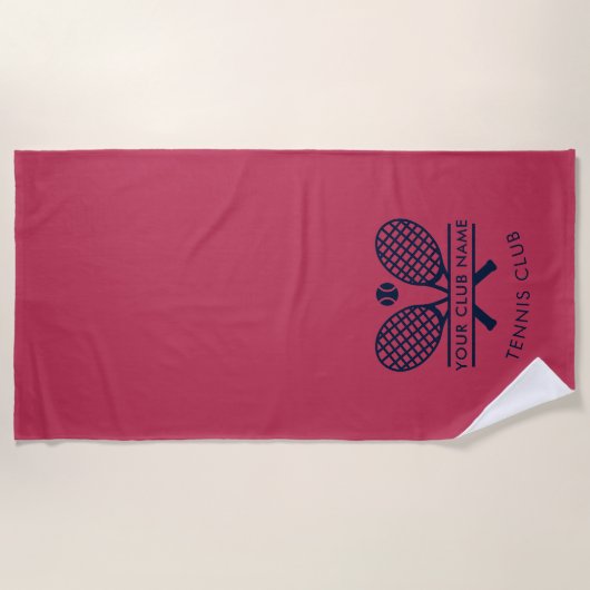 Toevoegen naam club Tennis Team Navy Blue Custom Strandlaken (Voorkant)