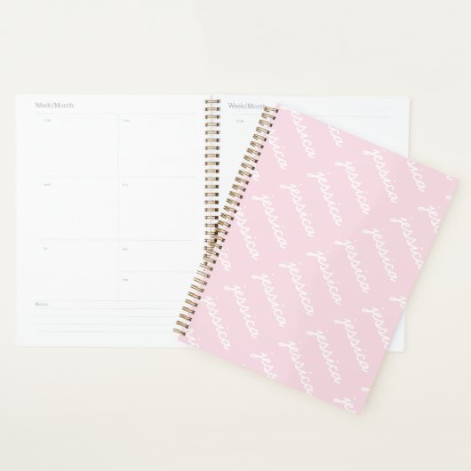 Toevoegen-uw-naam Roze Kromme Naam | Gepersonalise Planner (Display)
