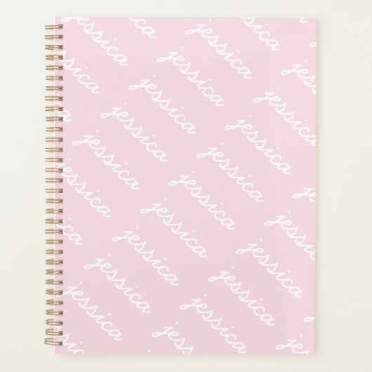 Toevoegen-uw-naam Roze Kromme Naam | Gepersonalise Planner (Voorkant)
