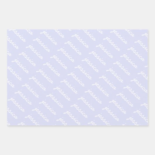 Toevoegen-uw-naam roze | Lavender Cursive Name Inpakpapier Vel (Voorkant 3)