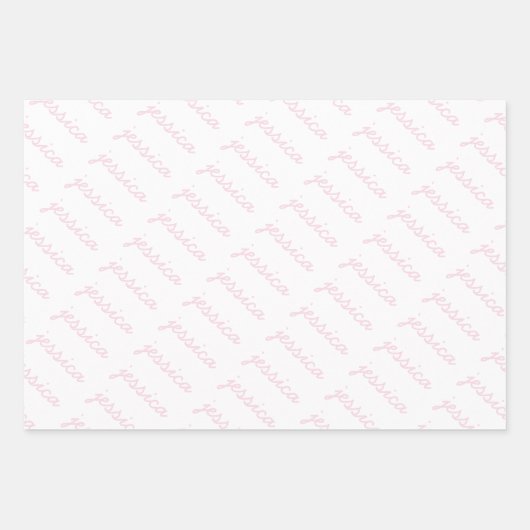 Toevoegen-uw-naam roze | Lavender Cursive Name Inpakpapier Vel (Voorkant 2)