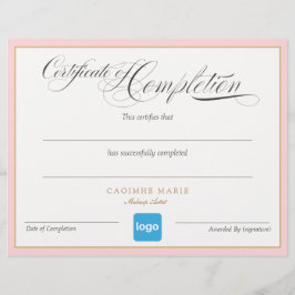 Toevoegen van Logo Certificate of Compleption Awar