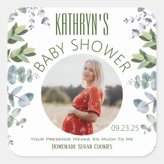 Toevoeging Foto Baby Shower Favor Label (Voorkant)