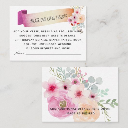 Toevoegingen voor creëer eigen evenementen - Flora Informatiekaartje (Voorkant / Achterkant)