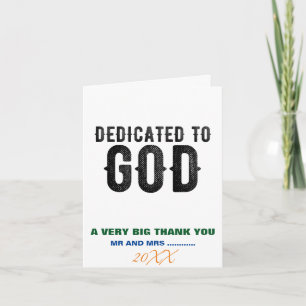 TOEWIJDING AAN GOD AANPASBARE COOLE ZWARTE TEKST BEDANKKAART