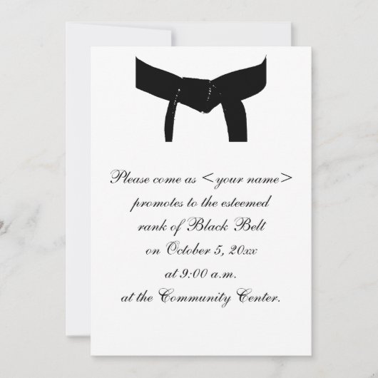 Toewijding Martial Arts Black Belt Test Uitnodigin Kaart (Voorkant)
