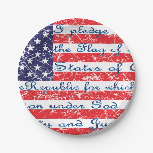 Toezegging Amerikaanse vlag Papieren Bordje (Voorkant)