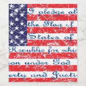 Toezegging in de VS-vlag Wijn Etiket (Enkel label)
