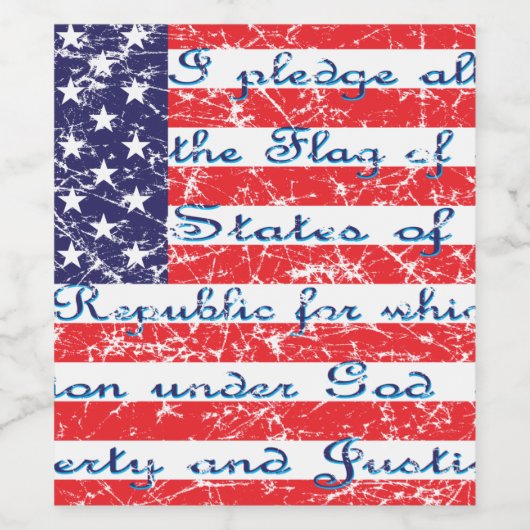 Toezegging in de VS-vlag Wijn Etiket (Enkel label)