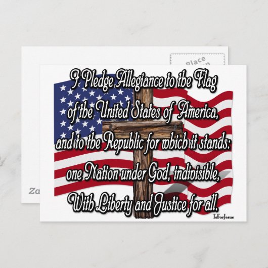 Toezegging met Amerikaanse vlag en kruis Briefkaart (Voorkant / Achterkant)