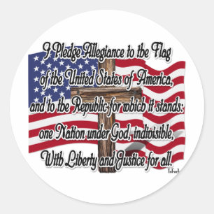 Toezegging met Amerikaanse vlag en kruis Ronde Sticker