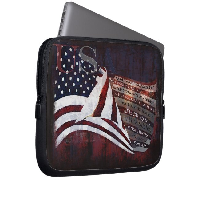 Toezegging van de Amerikaanse vlag Laptop Sleeve (Voorkant Rechts)