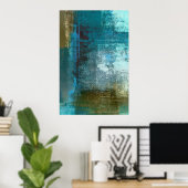 'Toezicht' Blauwgroen Abstract Poster (Thuiskantoor)