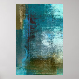 'Toezicht' Blauwgroen Abstract Poster