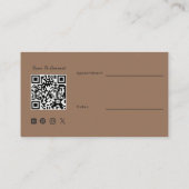 Toffee Brown QR Code Foto Afspraak Architect Visitekaartje (Achterkant)