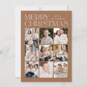 Toffee Modern Kerstmis 9 Fotocollage Feestdagenkaart (Voorkant)