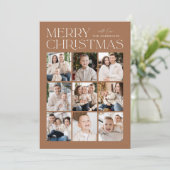 Toffee Modern Kerstmis 9 Fotocollage Feestdagenkaart (Staand voorkant)