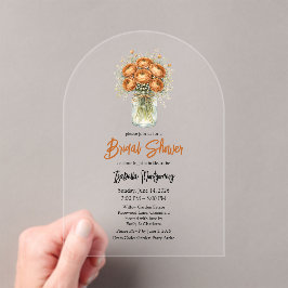 Toffee Palette Ranunculus Mason Jar Bridal Shower Acryl Uitnodigingen