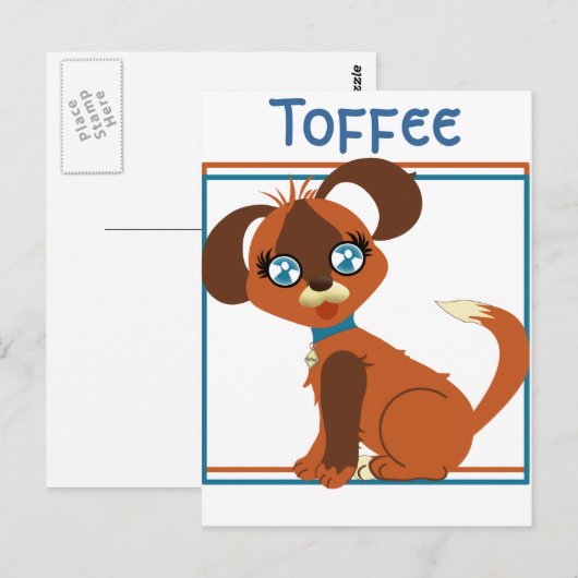 Toffee Toon Pup Briefkaart (Voorkant / Achterkant)