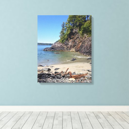 Tofino BC geïsoleerd strand Canvas Afdruk (Insitu (Houten vloer))