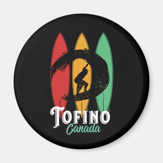 Tofino Canada Beach  Retro Surfing Magneet (Voorkant)