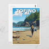 Tofino Canada Surfer op het strand Briefkaart (Voorkant / Achterkant)