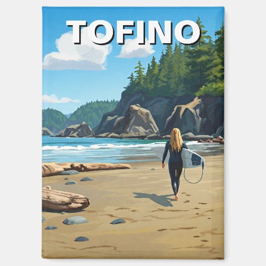 Tofino Canada Surfer op het strand Magneet (Voorkant)