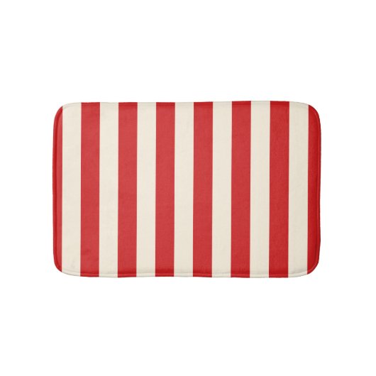 Tofu Cream Postbox Rode strepen Badmat (Voorkant)