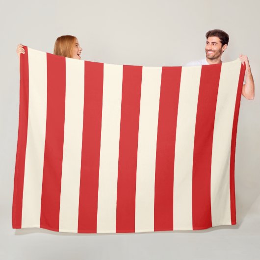 Tofu Cream Postbox Rode strepen Fleece Deken (In situ)