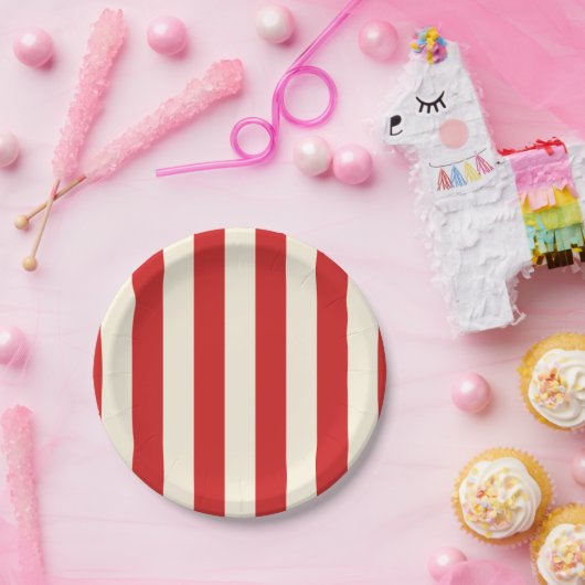 Tofu Cream Postbox Rode strepen Papieren Bordje (Feest)