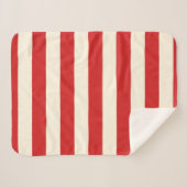 Tofu Cream Postbox Rode strepen Sherpa Deken (Voorkant (horizontaal))