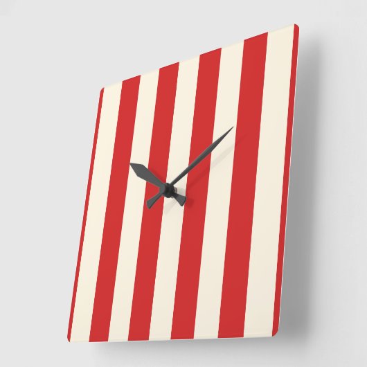 Tofu Cream Postbox Rode strepen Vierkante Klok (Hoek)