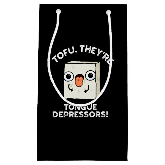Tofu. Het zijn Tongue Depressors Food Pun Dark BG Klein Cadeauzakje (Voorkant)