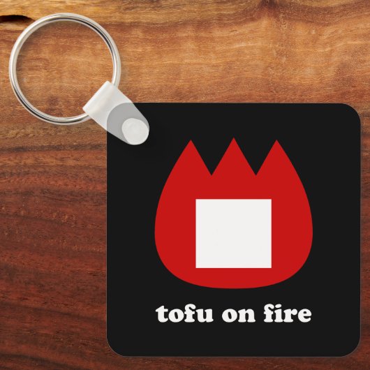 📛 tofu in brand sleutelhanger (Voorkant)