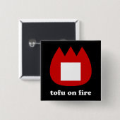 📛 tofu in brand vierkante button 5,1 cm (Voorkant /achterkant)