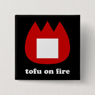 📛 tofu in brand vierkante button 5,1 cm