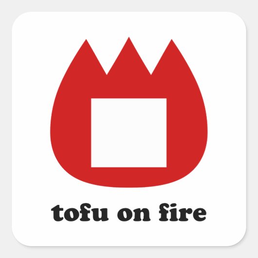 📛 tofu in brand vierkante sticker (Voorkant)