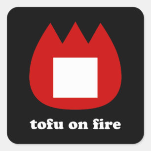 📛 tofu in brand vierkante sticker