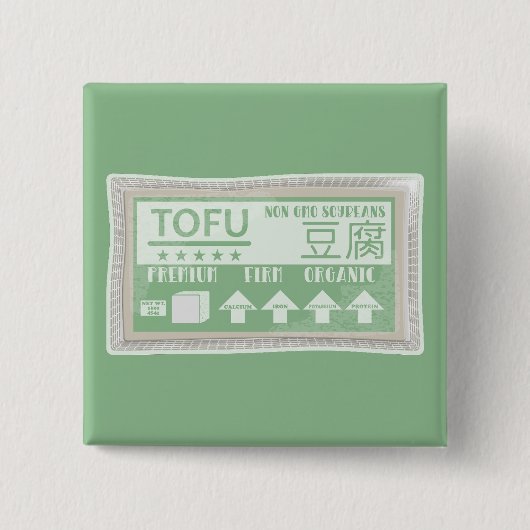 Tofu Pop art food verpakking Vierkante Button 5,1 Cm (Voorkant)