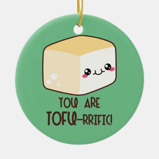 Tofu-rijke Emoji Keramisch Ornament (Voorkant)